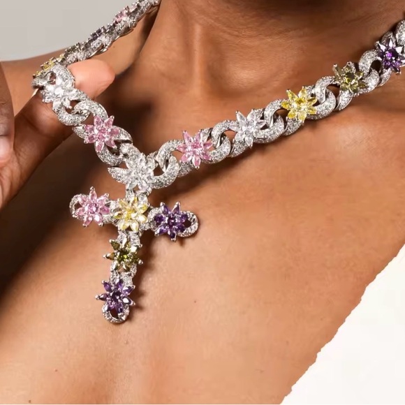 Elegant Multicolor Gemstone Necklace 18inch